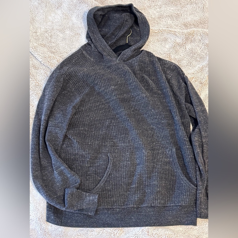 Long sleeve hooded, large waffle sweater